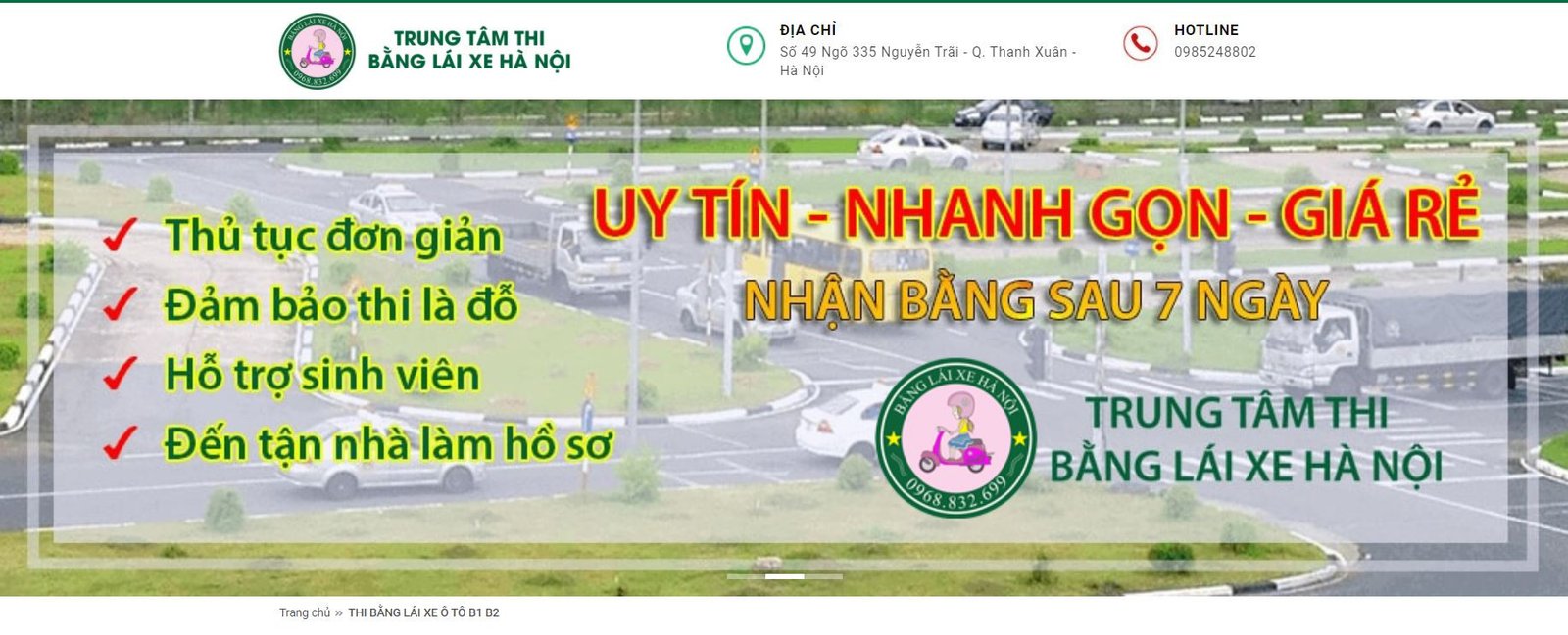 Địa điểm thi bằng lái xe ô tô trung tâm đào tạo lái xe Hà Nội
