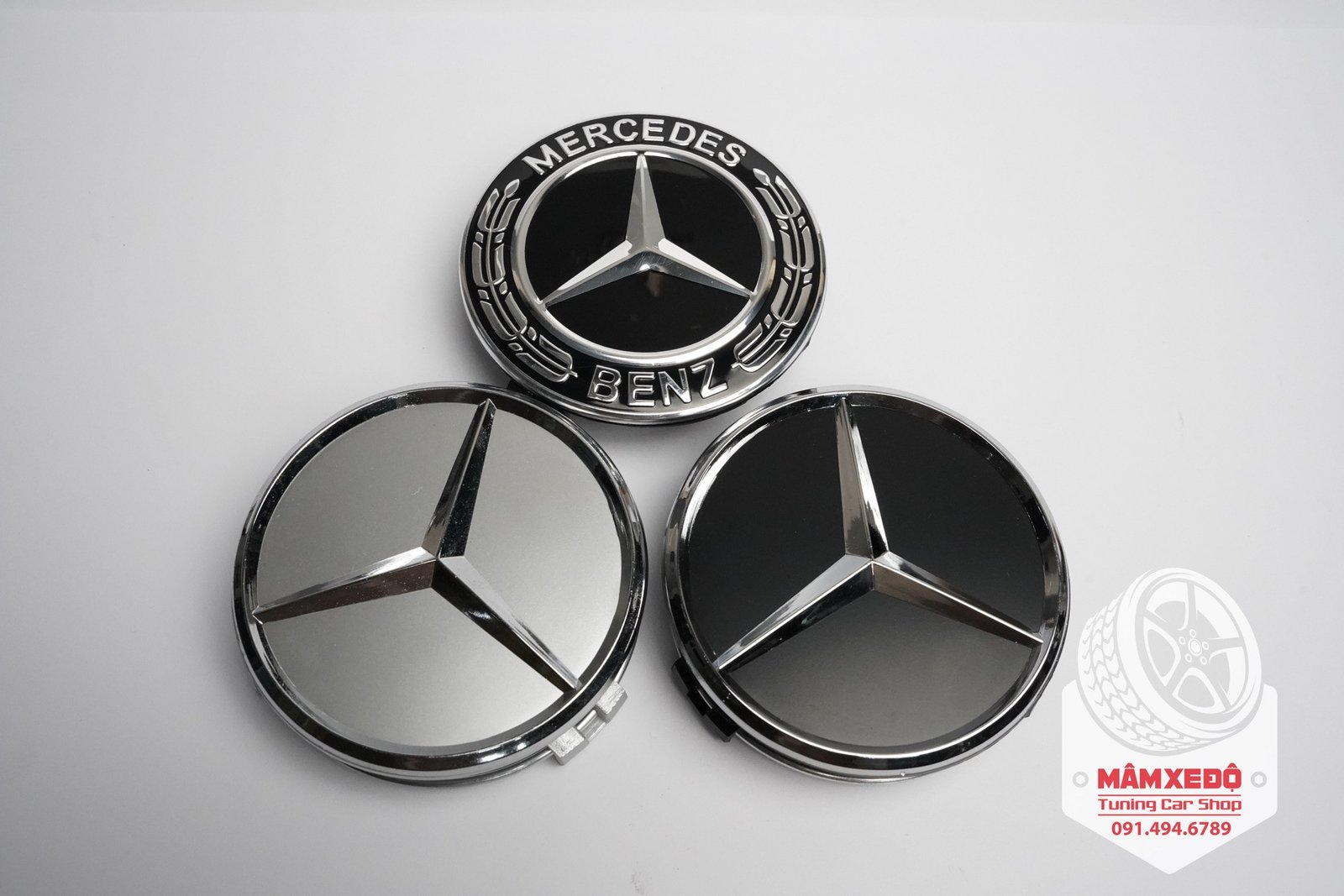 Logo chụp mâm xe ô tô Mercedes Benz sang trọng