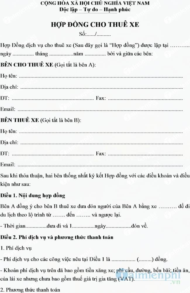 Hợp đồng cho thuê xe ô tô tự lái: Hướng dẫn chi tiết từ A-Z