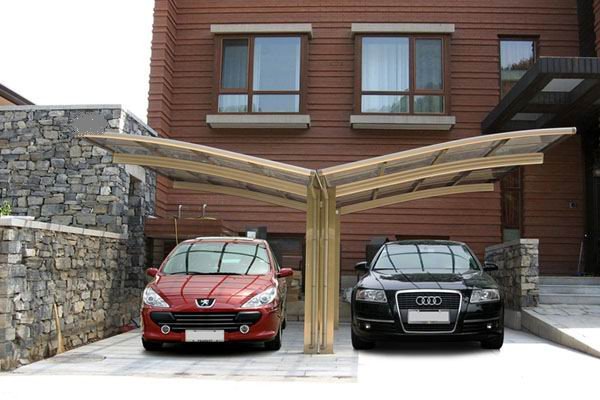Mái che đôi nhà xe khung nhôm lấy sáng
