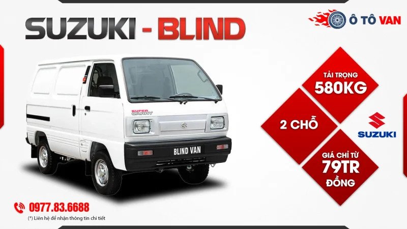 Xe ô tô Suzuki Van Blind 2s 580kg tiện lợi cho vận chuyển đô thị