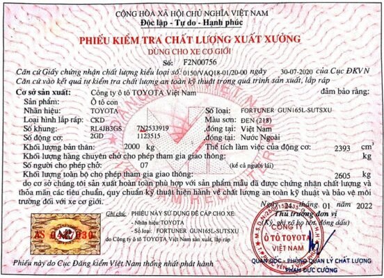 Số khung xe ô tô Fortuner, cách phân biệt đời xe ô tô qua VIN