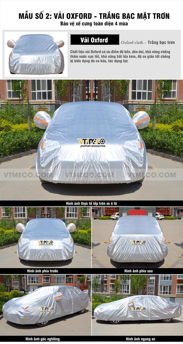 Bạt phủ xe Vios màu bạc phản quang