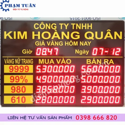 Bảng giá vàng cập nhật