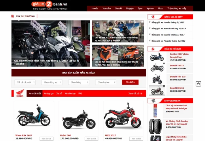 Bảng giá xe Honda tại HEAD Phú Liên