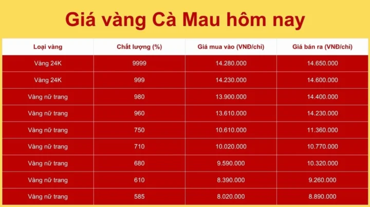 Giá Vàng Hội Kim Hoàn Cà Mau 2026: Dự Báo và Phân Tích Chuyên Sâu Biểu đồ tham khảo giá vàng Cà Mau hôm nay