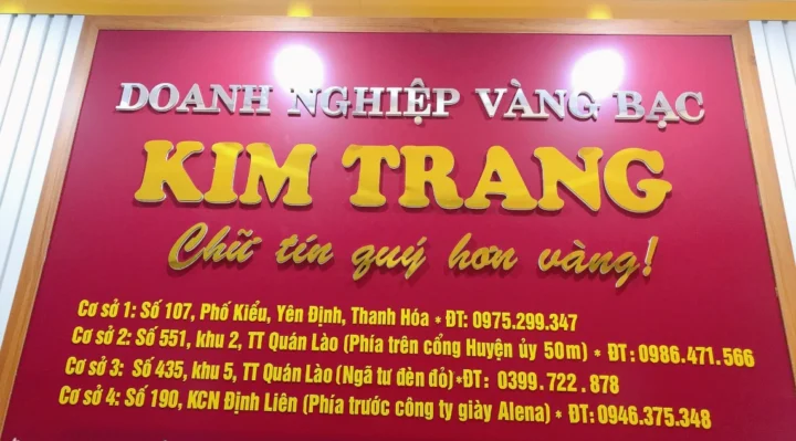 Các loại trang sức vàng Kim Trang