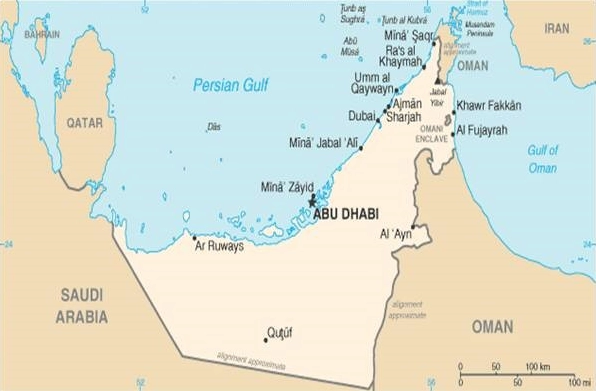 Dubai Là Nước Nào? Khám Phá Vùng Đất Giàu Có Bậc Nhất Thế Giới Bản đồ các Tiểu vương quốc Ả Rập Thống nhất