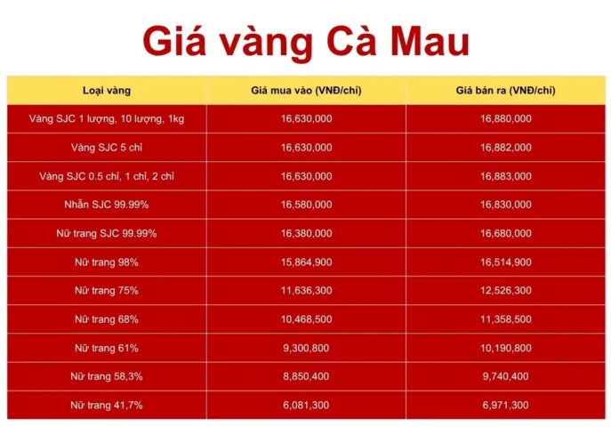 Lịch Sử Giá Vàng Cà Mau: Biến Động và Dự Báo 2026 Bảng giá tham khảo vàng Cà Mau