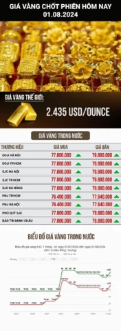 Biểu đồ giá vàng ngày 1 tháng 8