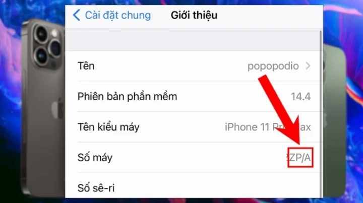iPhone KH/A là máy nước nào? Giải mã ký hiệu bí ẩn Kiểm tra mã hiệu iPhone trong Cài đặt