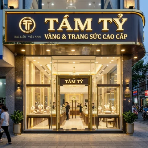 Tiệm Vàng Tám Tỷ: Uy Tín Vàng, Sức Mạnh Tỷ Đô Trong Làng Trang Sức 2026 Mặt tiền ấn tượng của Tiệm Vàng Tám Tỷ
