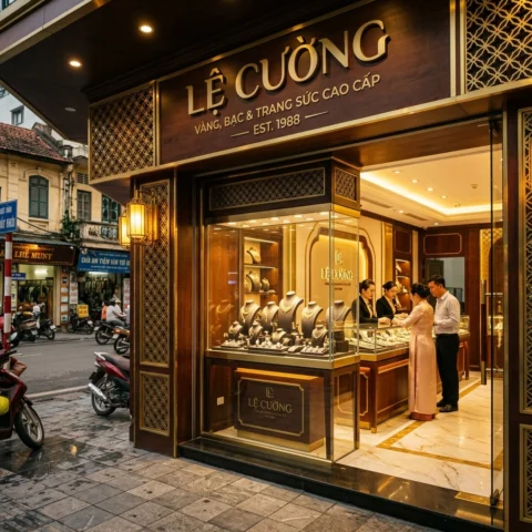 Vàng Lê Cương 2026: Định Giá, Xu Hướng & Lời Khuyên Đầu Tư Mặt tiền cửa hàng Vàng Lê Cương hiện đại