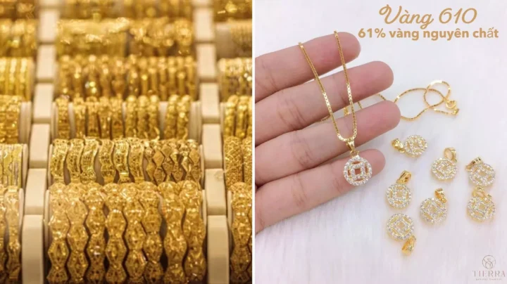 Vàng 610 là vàng bao nhiêu K? Giải mã ý nghĩa và giá trị Người phụ nữ đeo trang sức vàng
