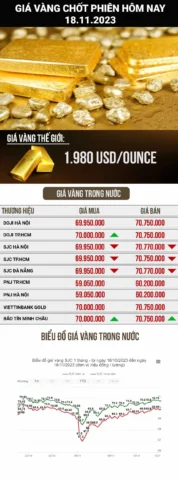 Người phụ nữ xem giá vàng trên điện thoại