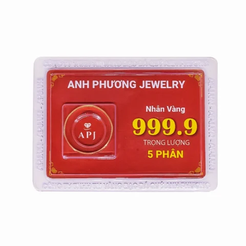 Nhẫn 5 phân mặt đá màu xanh thời trang