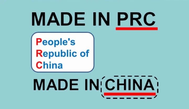 Nhãn mác sản phẩm ghi Made in PRC
