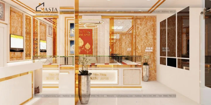 Thiết kế nội thất Tiệm Vàng Kim Anh Tuấn Long An